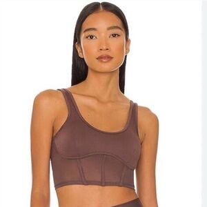 ALO AIRBRUSH MESH CORSET TANK - RAISIN-XS